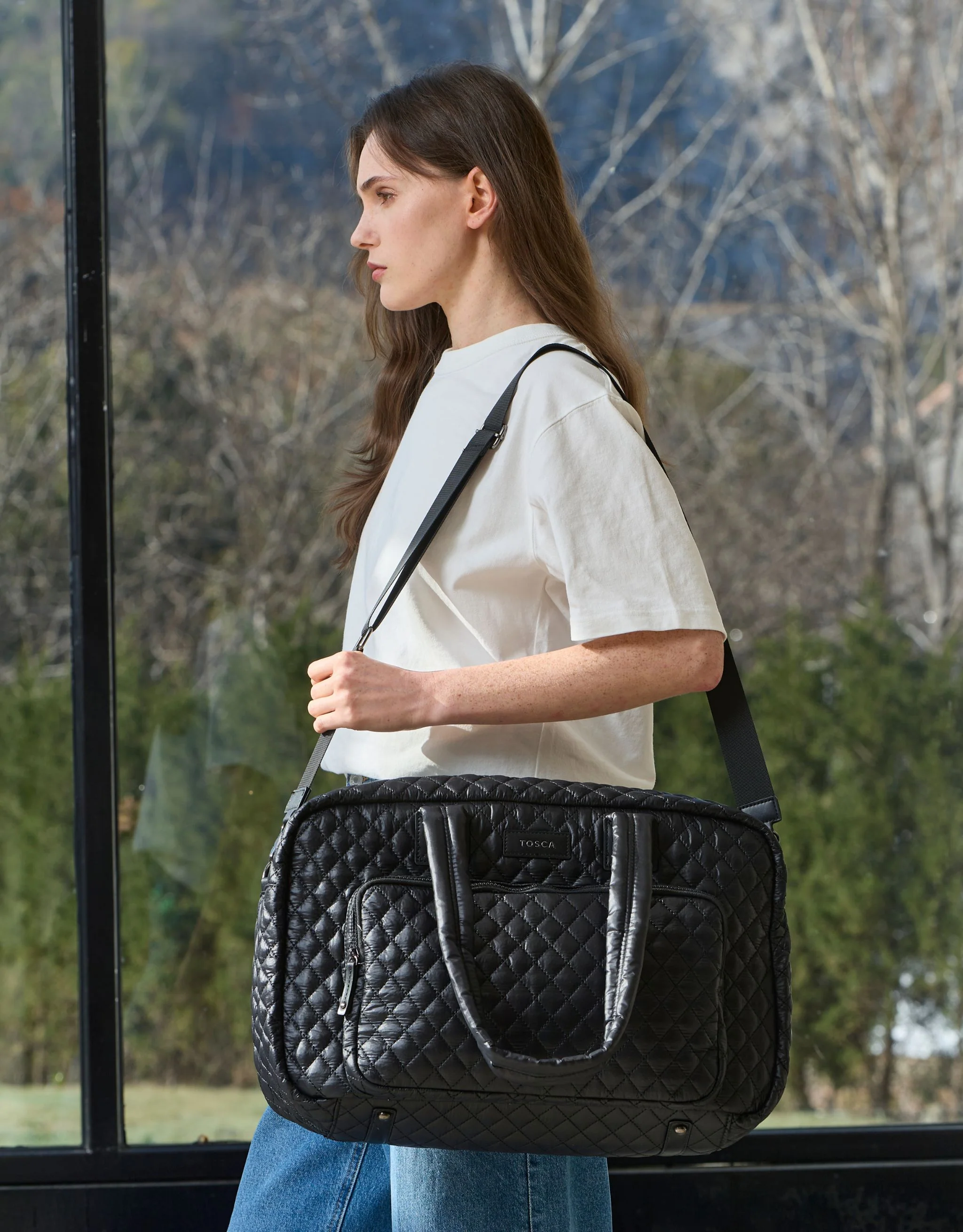 Metro Large Travel Split Tote Bag - Black - Image 7
