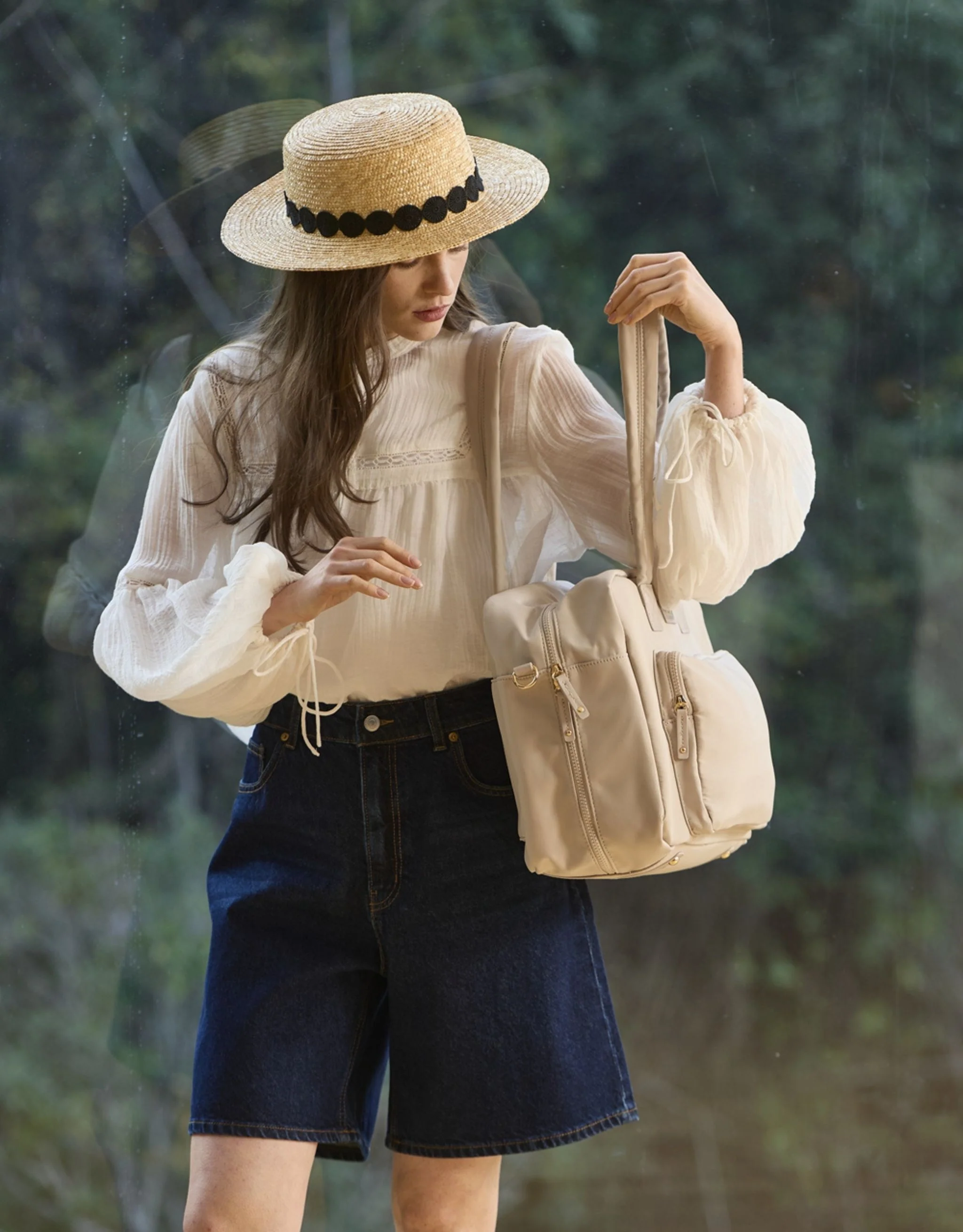 Metro Large Travel Split Tote Bag - Stone Nylon - Image 7