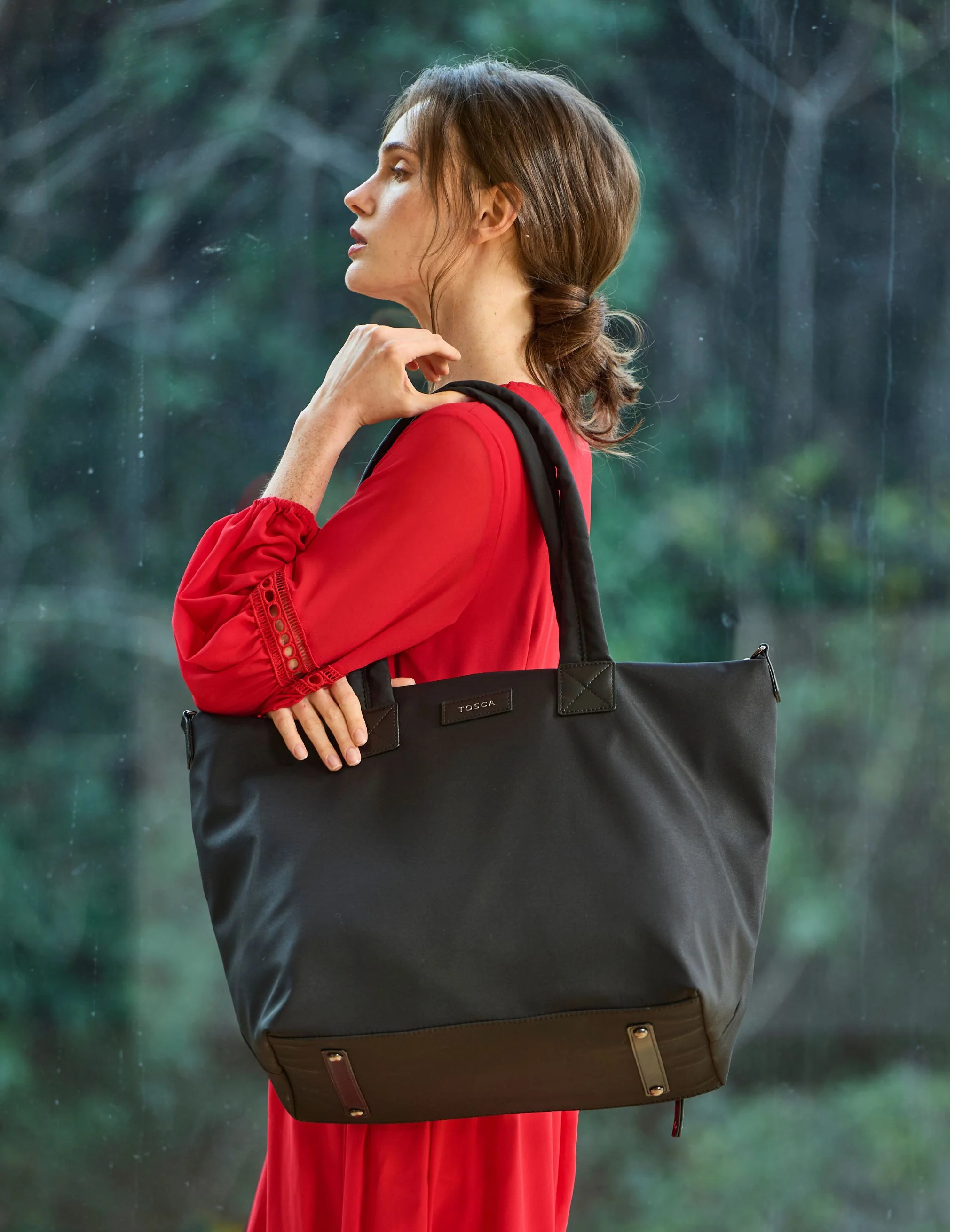 Metro Large Travel Tote Bag - Black Nylon - Image 6