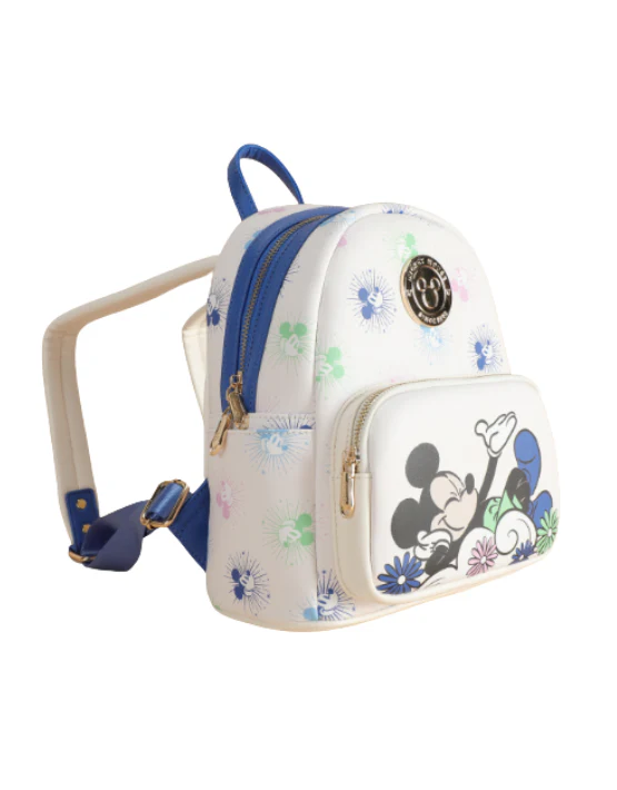 Mickey Mouse In The Flowers PU Backpack - White - Image 2
