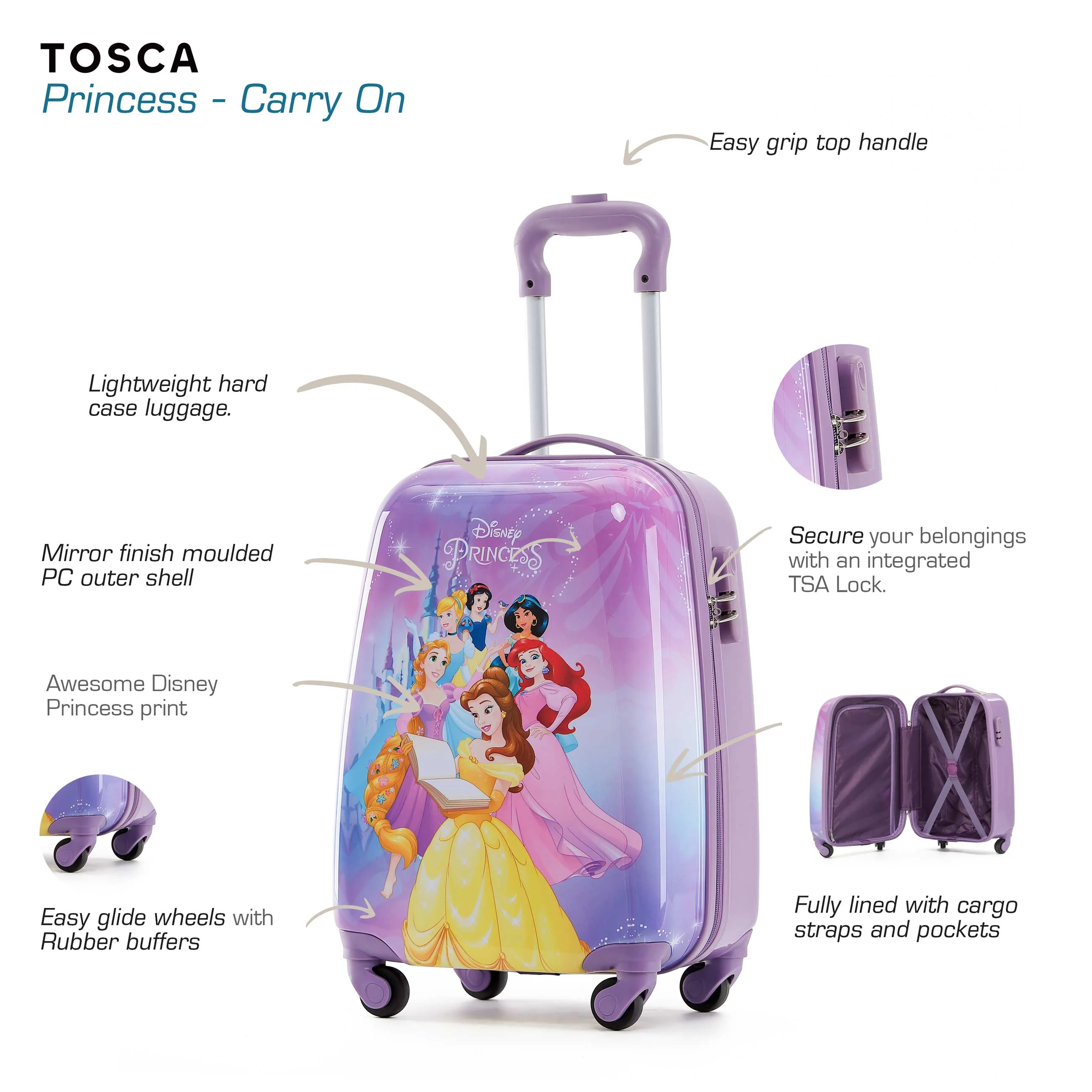 Disney Princess 45cm Small Hard Carry On - Purple - Image 4