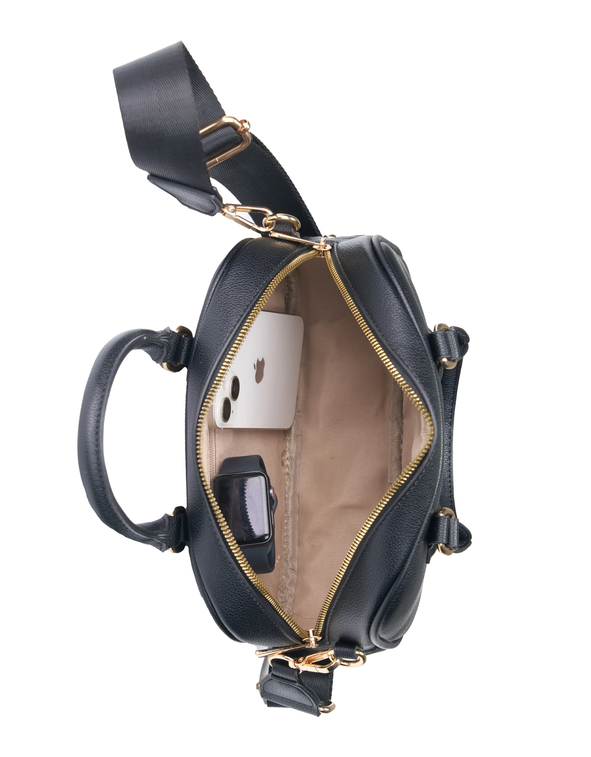 Small Mini Bowler Handbag - Black - Image 3