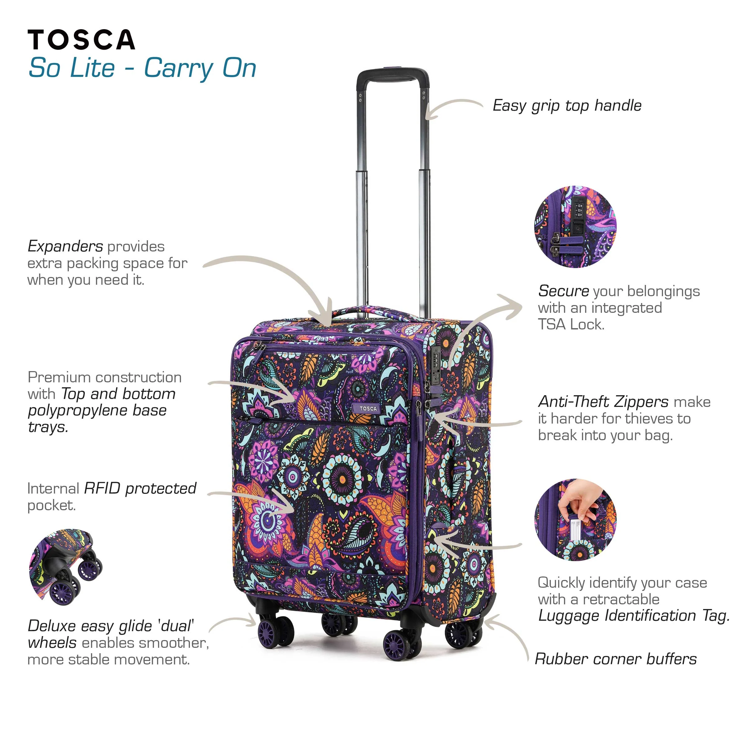 So Lite 54cm Small Soft Carry On - Paisley - Image 4