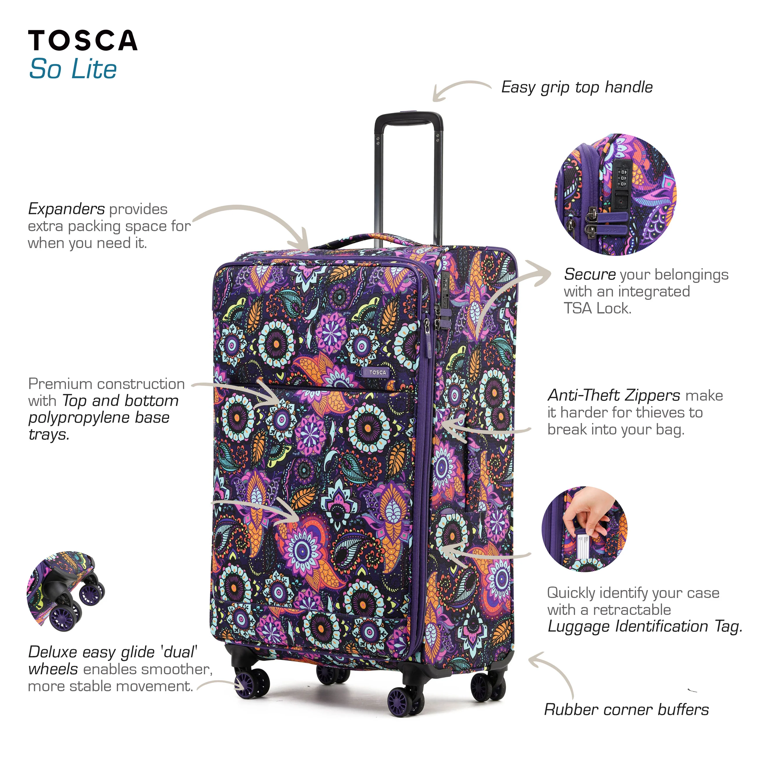 So Lite 79cm Large Soft Suitcase - Paisley - Image 4