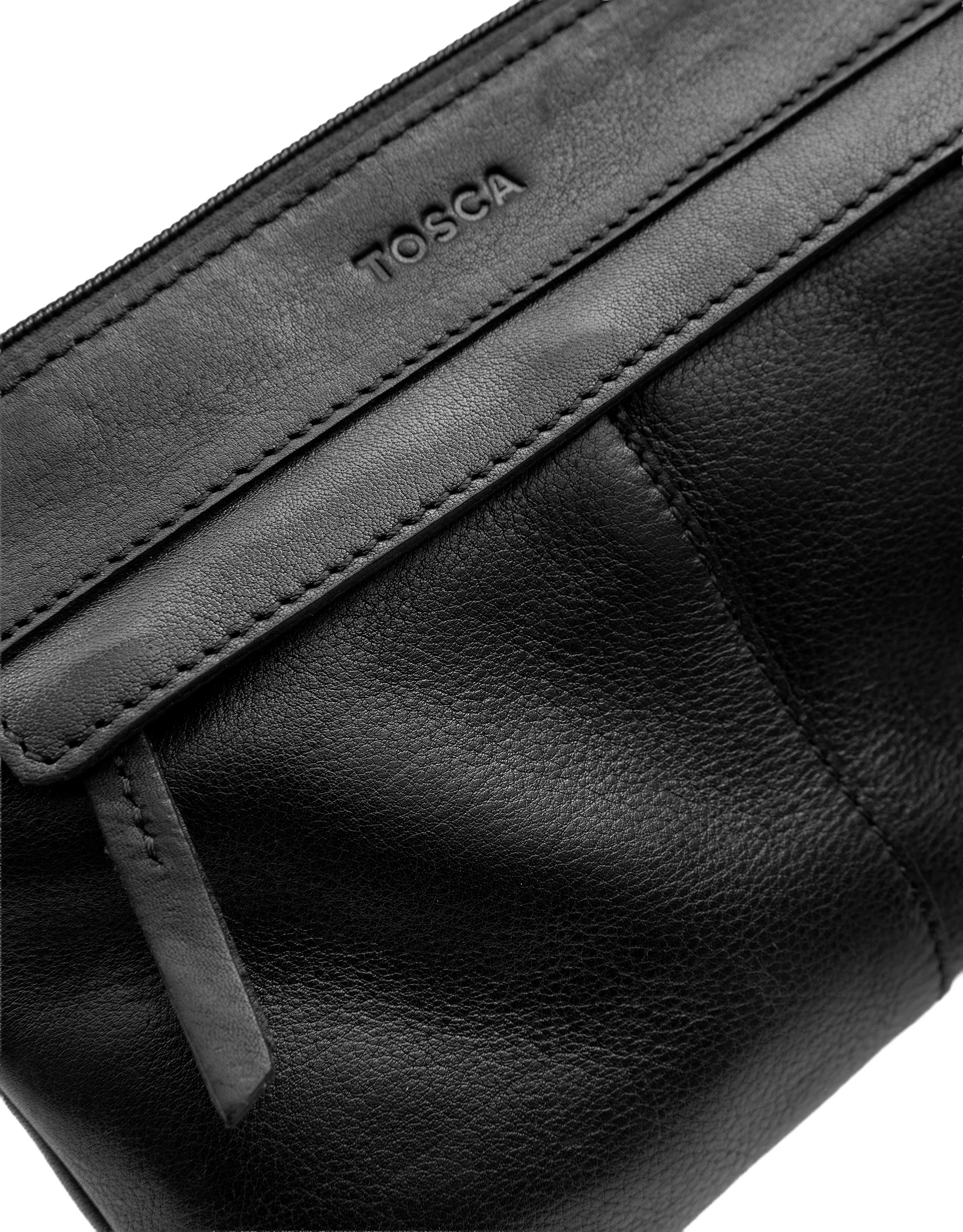 Soft Leather Cross Body Bag - Black - Image 5