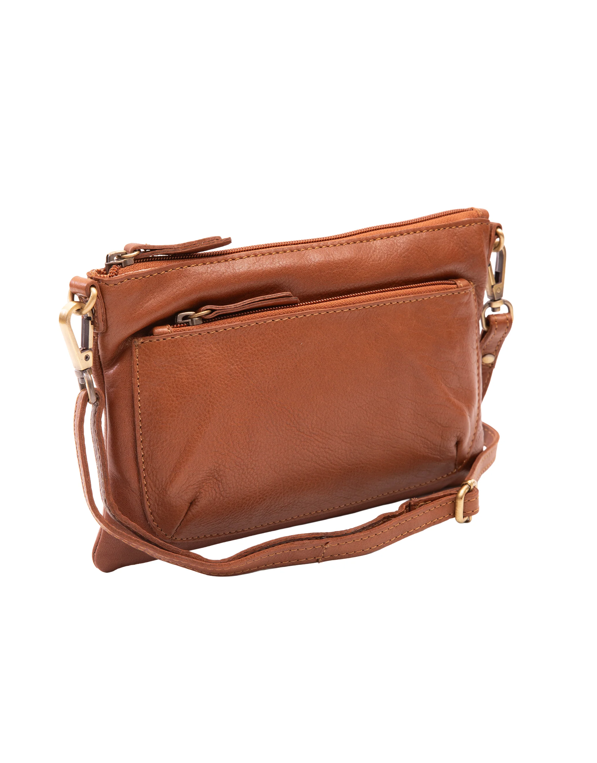 Soft Leather Cross Body Bag - Tan - Image 2