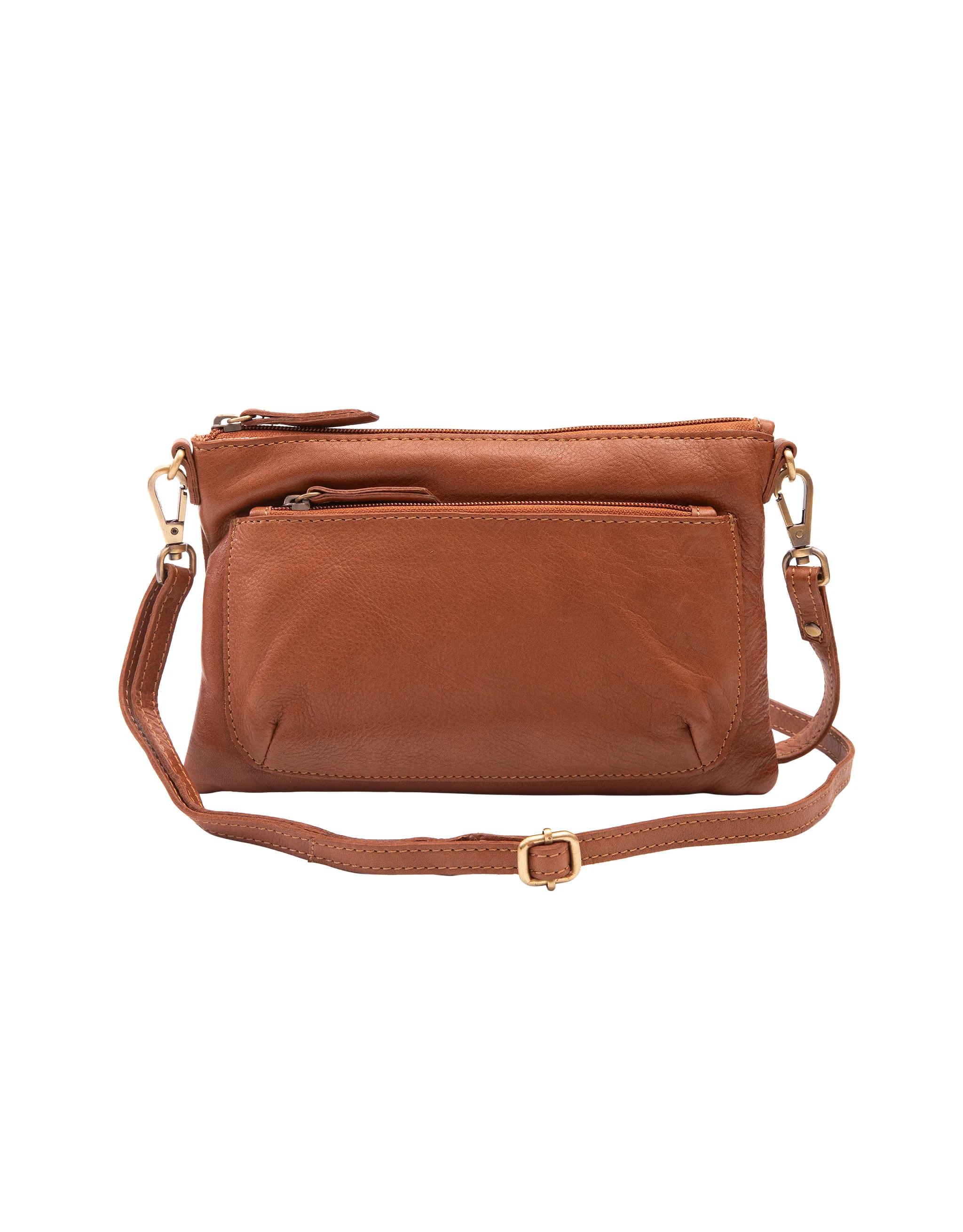 Soft Leather Cross Body Bag - Tan - Image 3