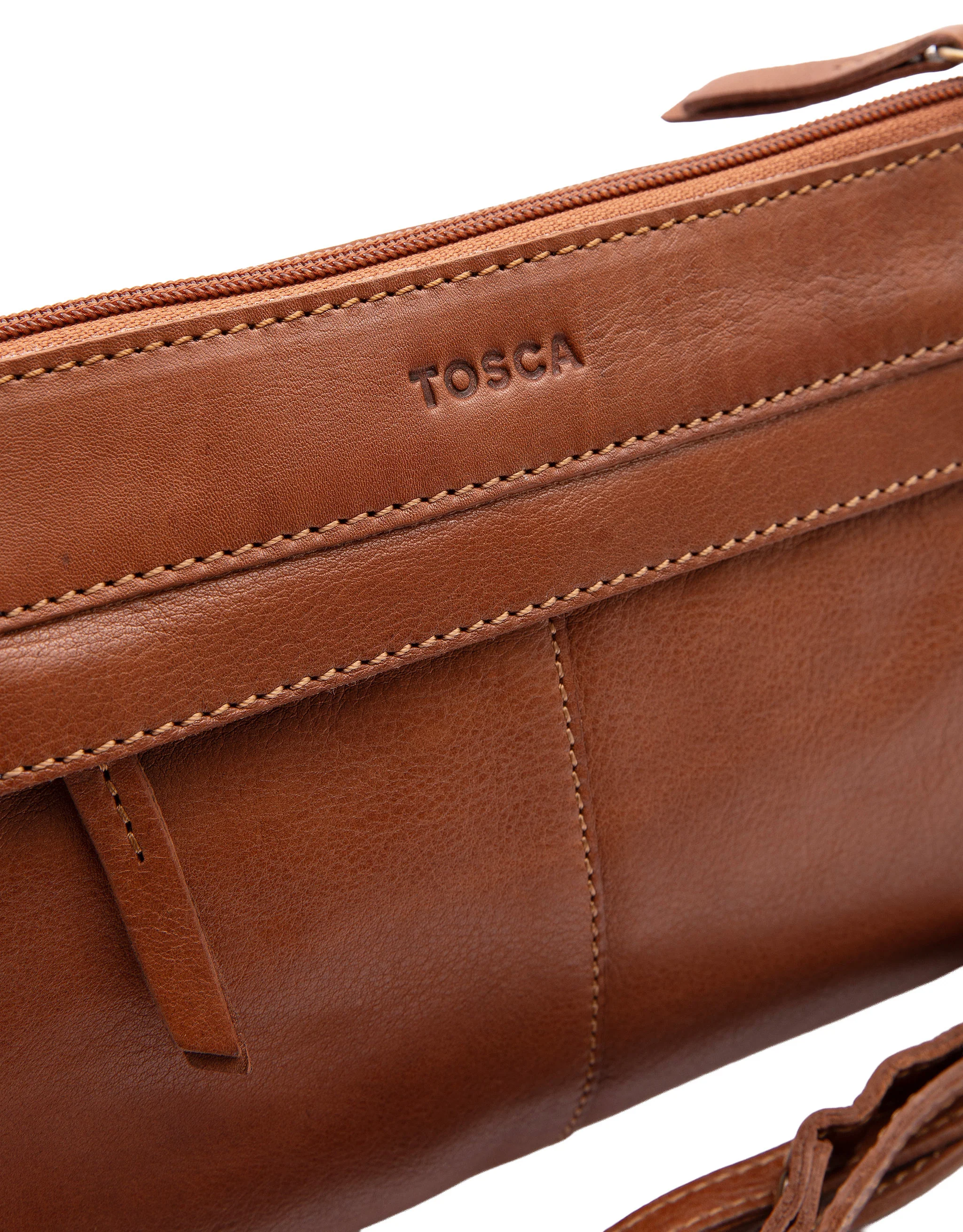 Soft Leather Cross Body Bag - Tan - Image 4