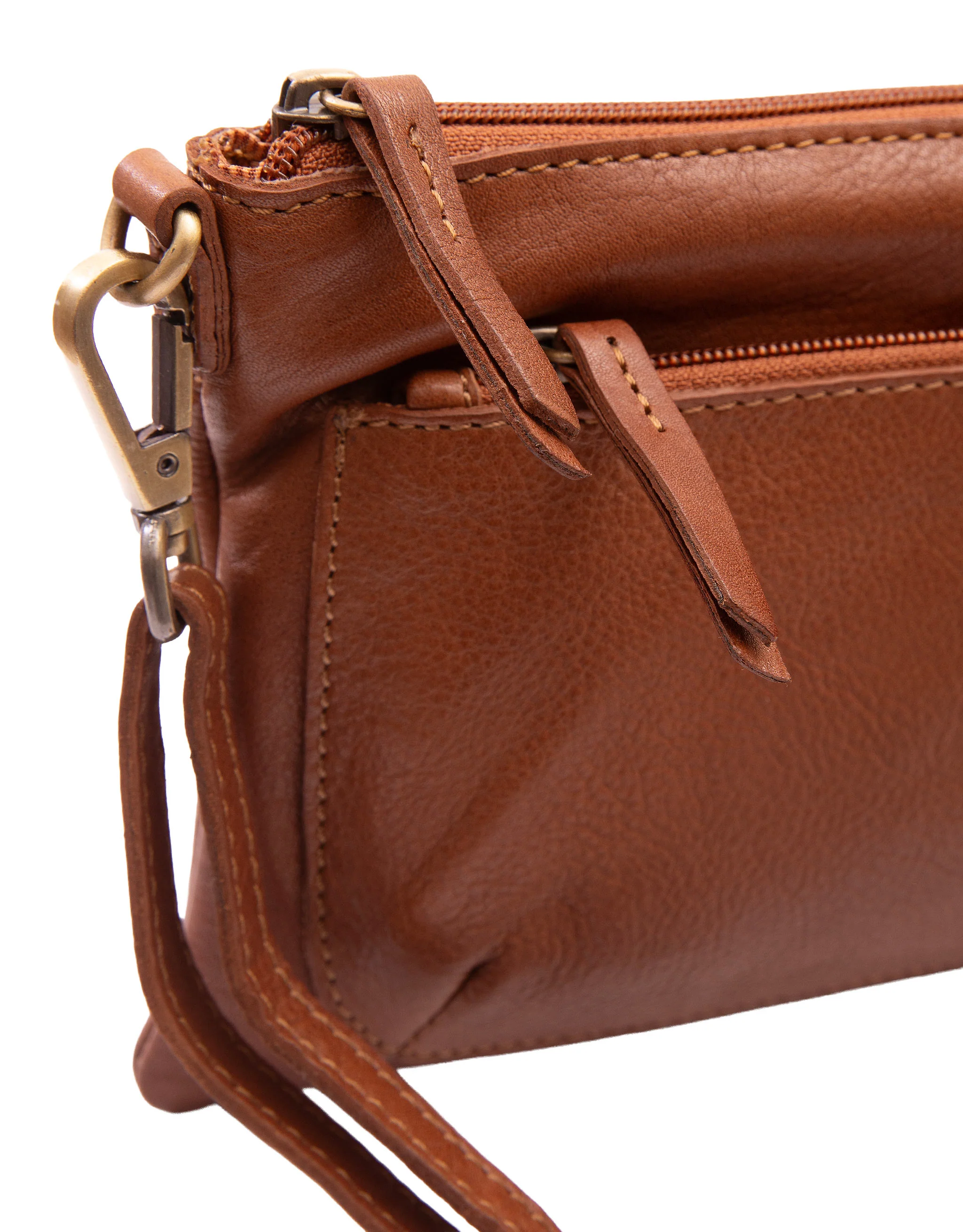 Soft Leather Cross Body Bag - Tan - Image 5
