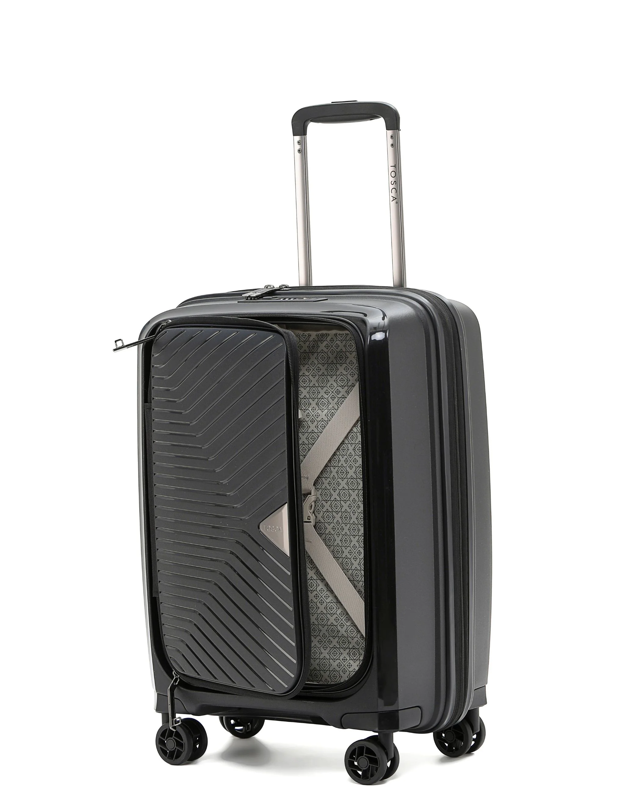 Space-X 55cm Small Dual Opening Hard Suitcase Carry On - Black - Image 4