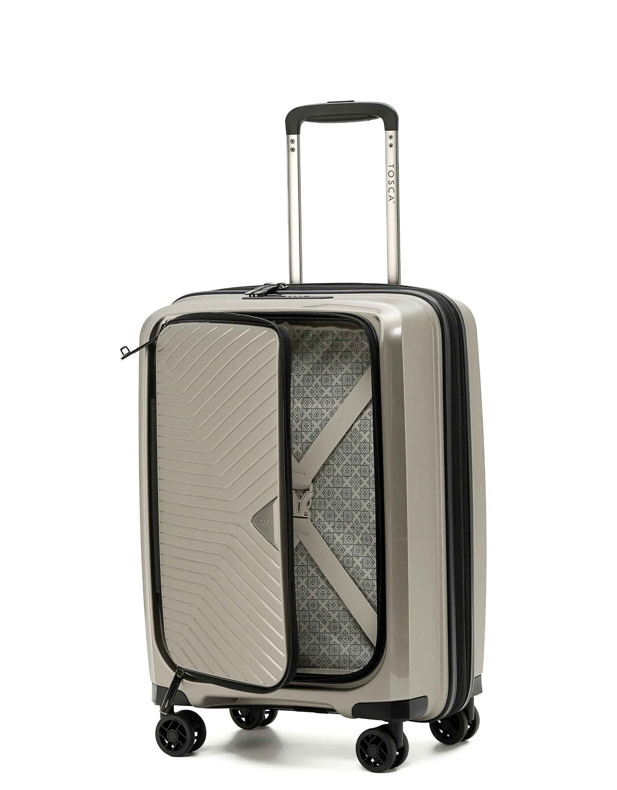 Space-X 55cm Small Dual Opening Hard Suitcase Carry On - Champagne - Image 4