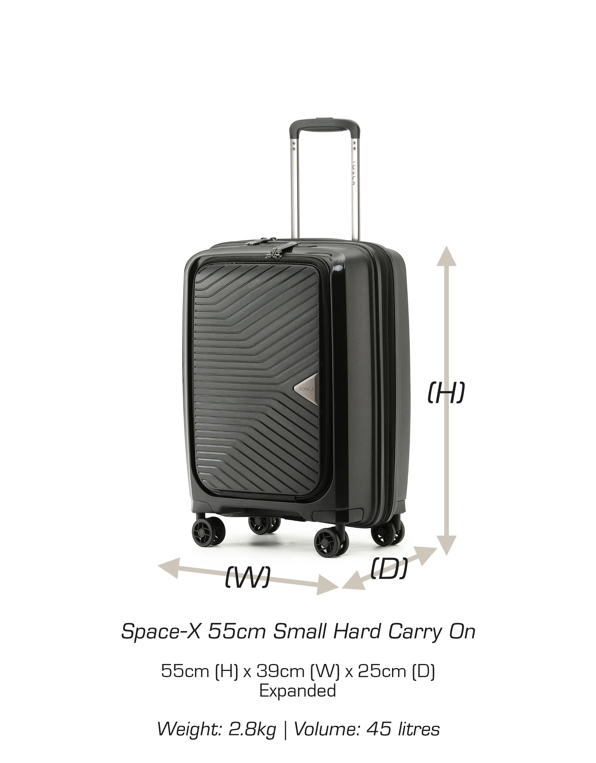 Space-X 55cm Small Hard Laptop Carry On - Black - Image 8