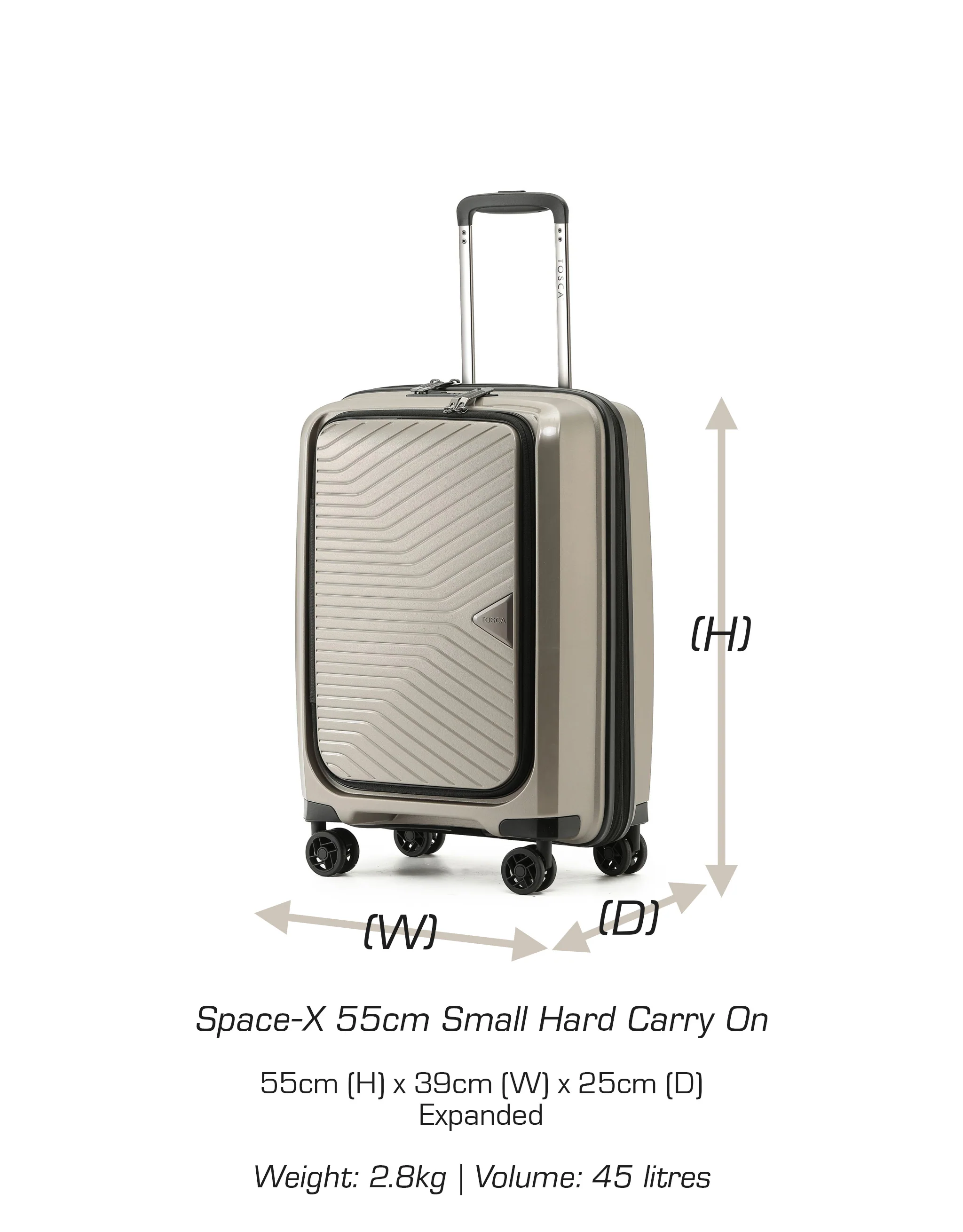 Space-X 55cm Small Hard Laptop Carry On - Champagne - Image 9