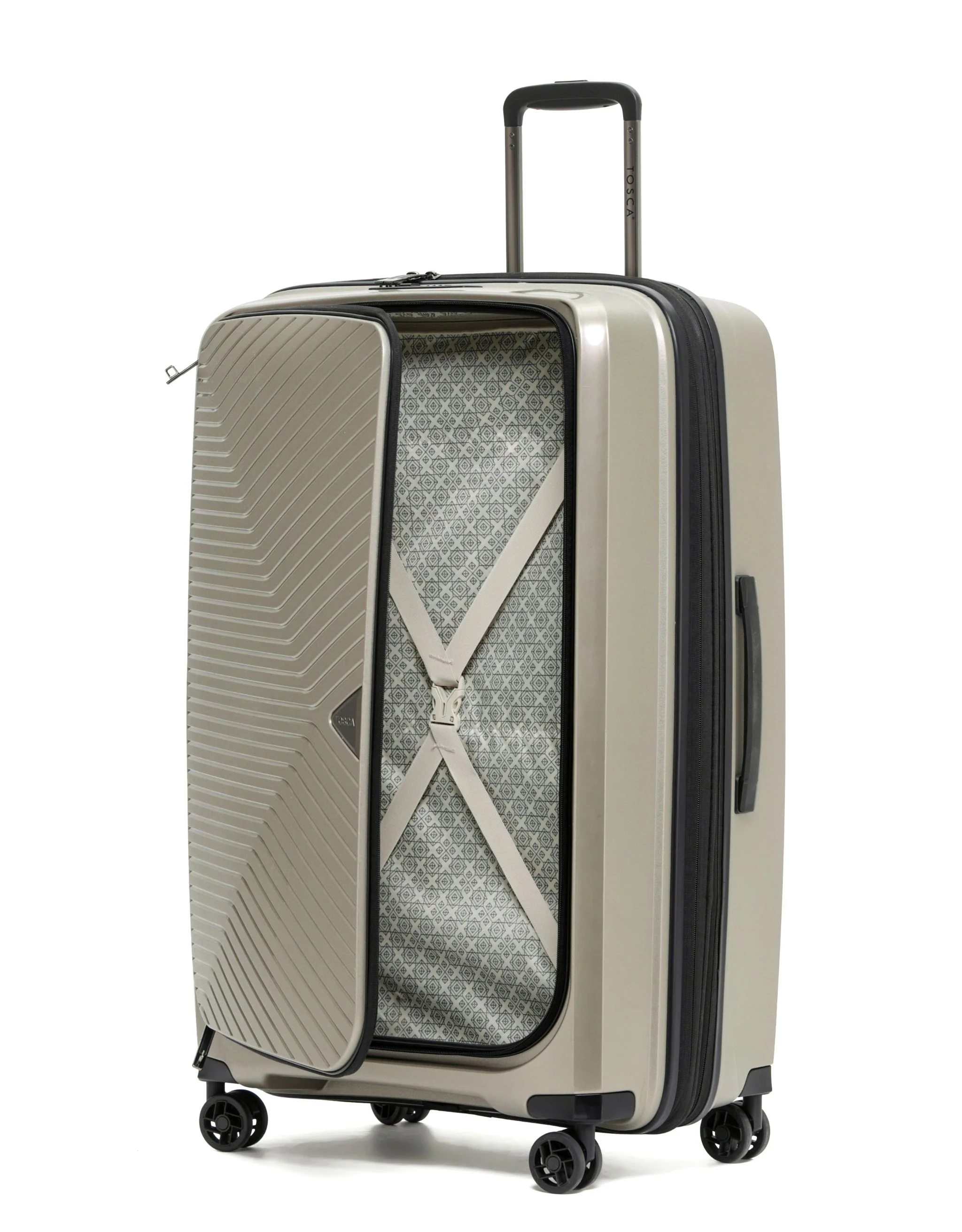 Space-X 76cm Large Dual Opening Hard Suitcase - Champagne - Image 3