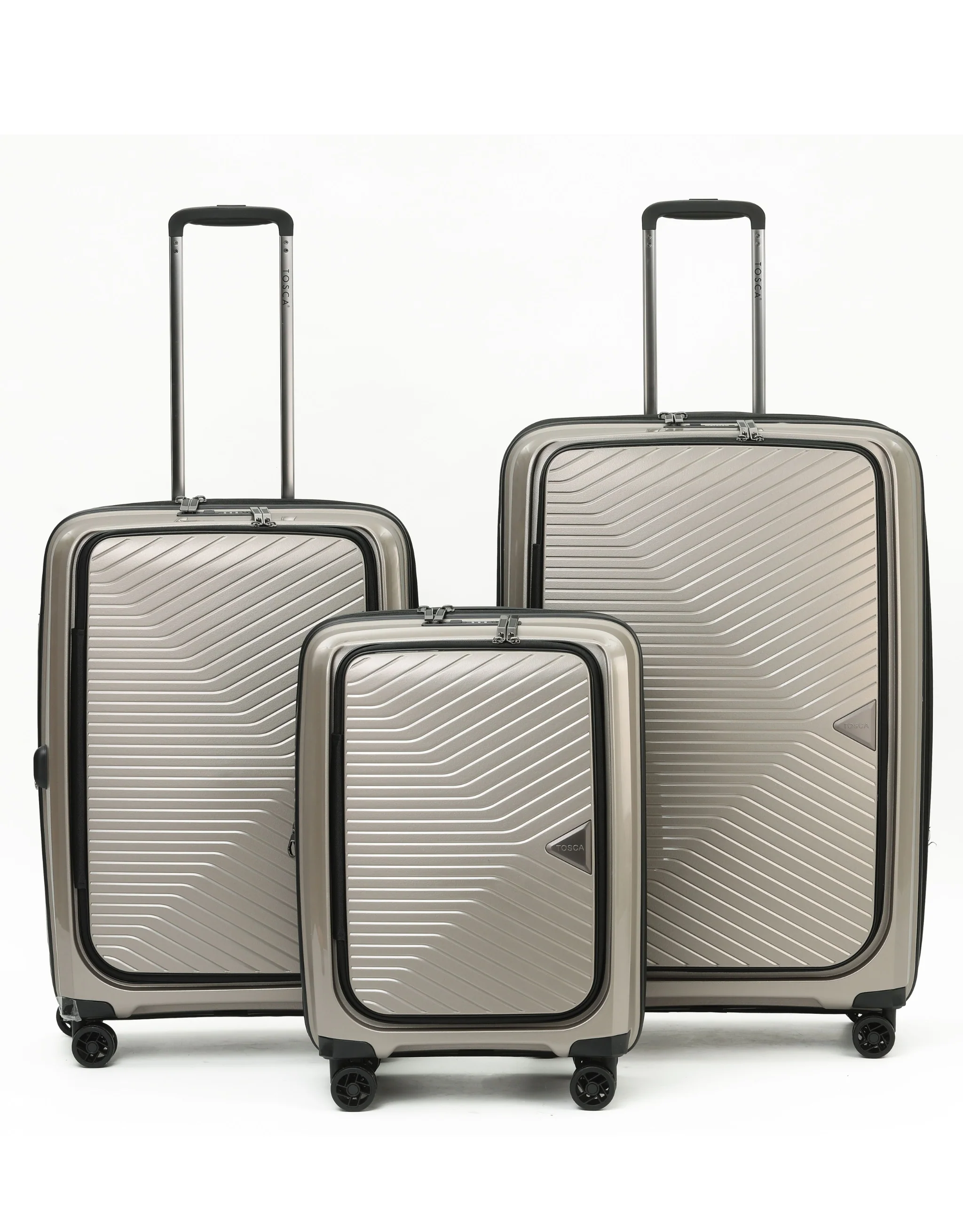Space-X Dual Opening Hard Suitcase 3 Piece Set - Champagne
