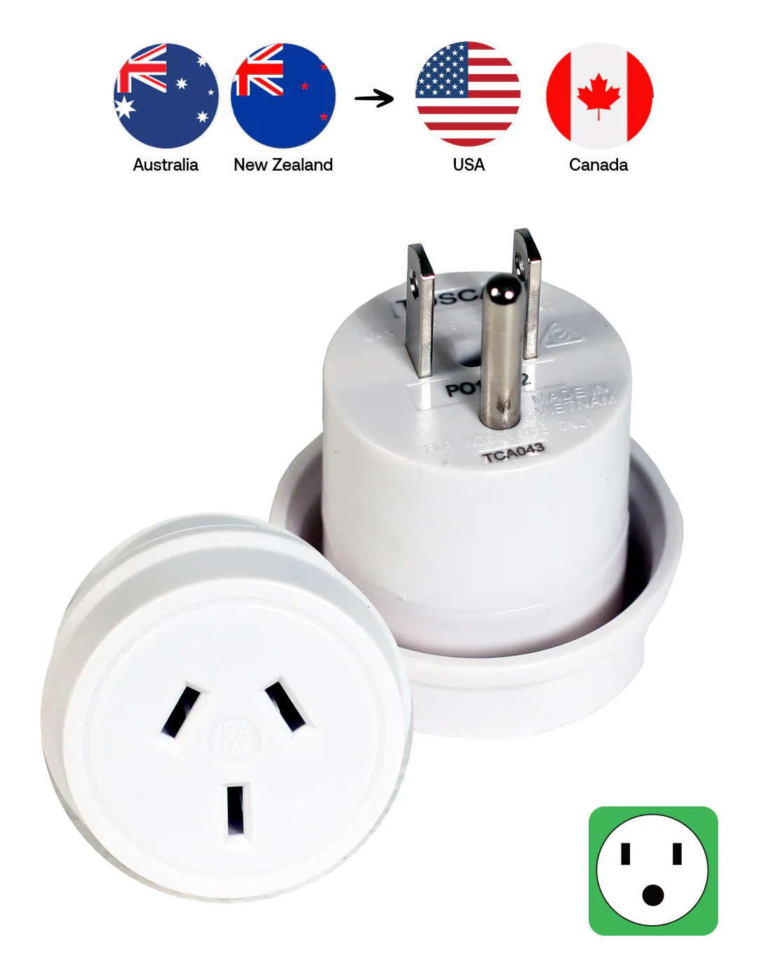 Travel Adapter for USA & Canada