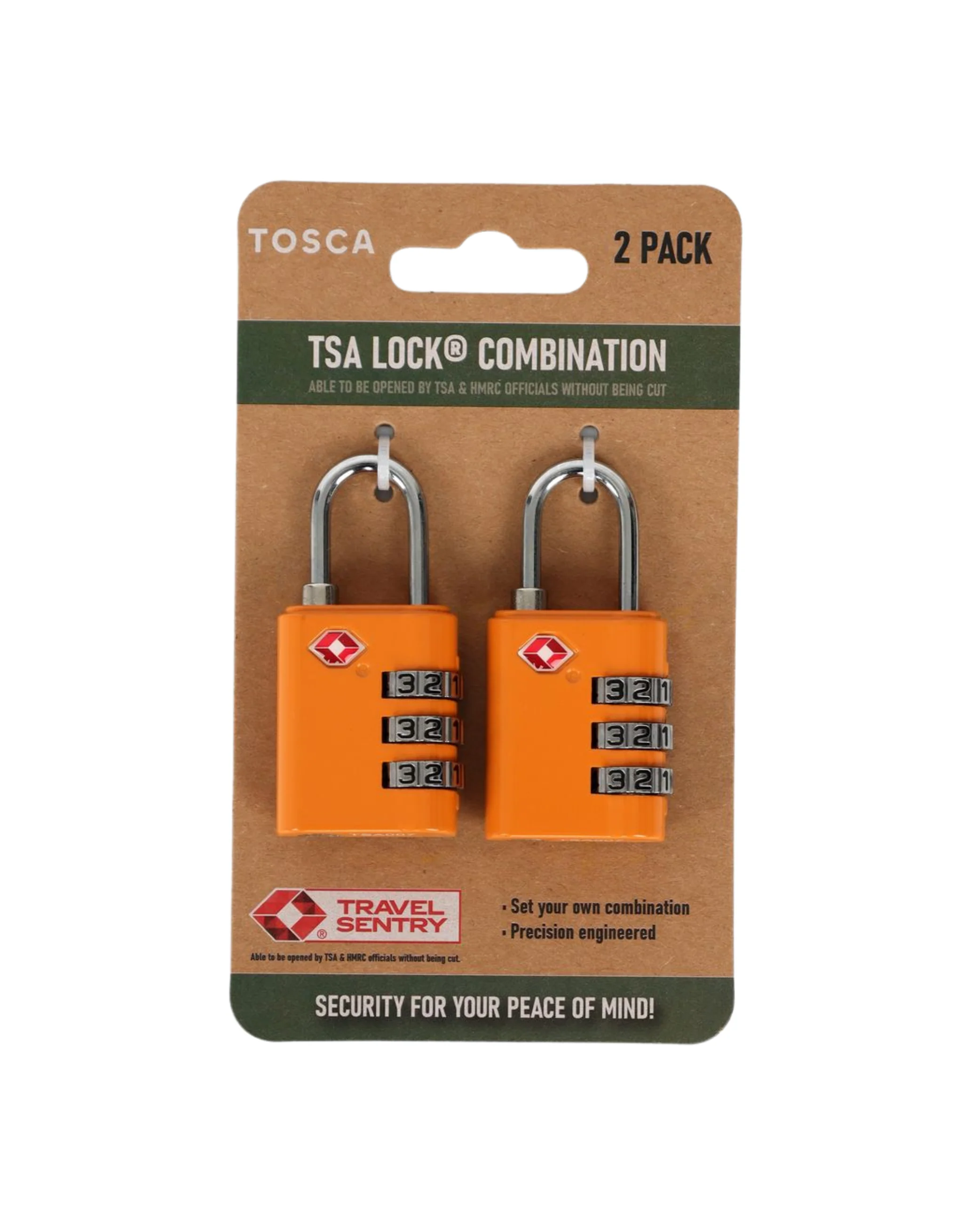 TSA Combination Lock 2 Pack - Orange