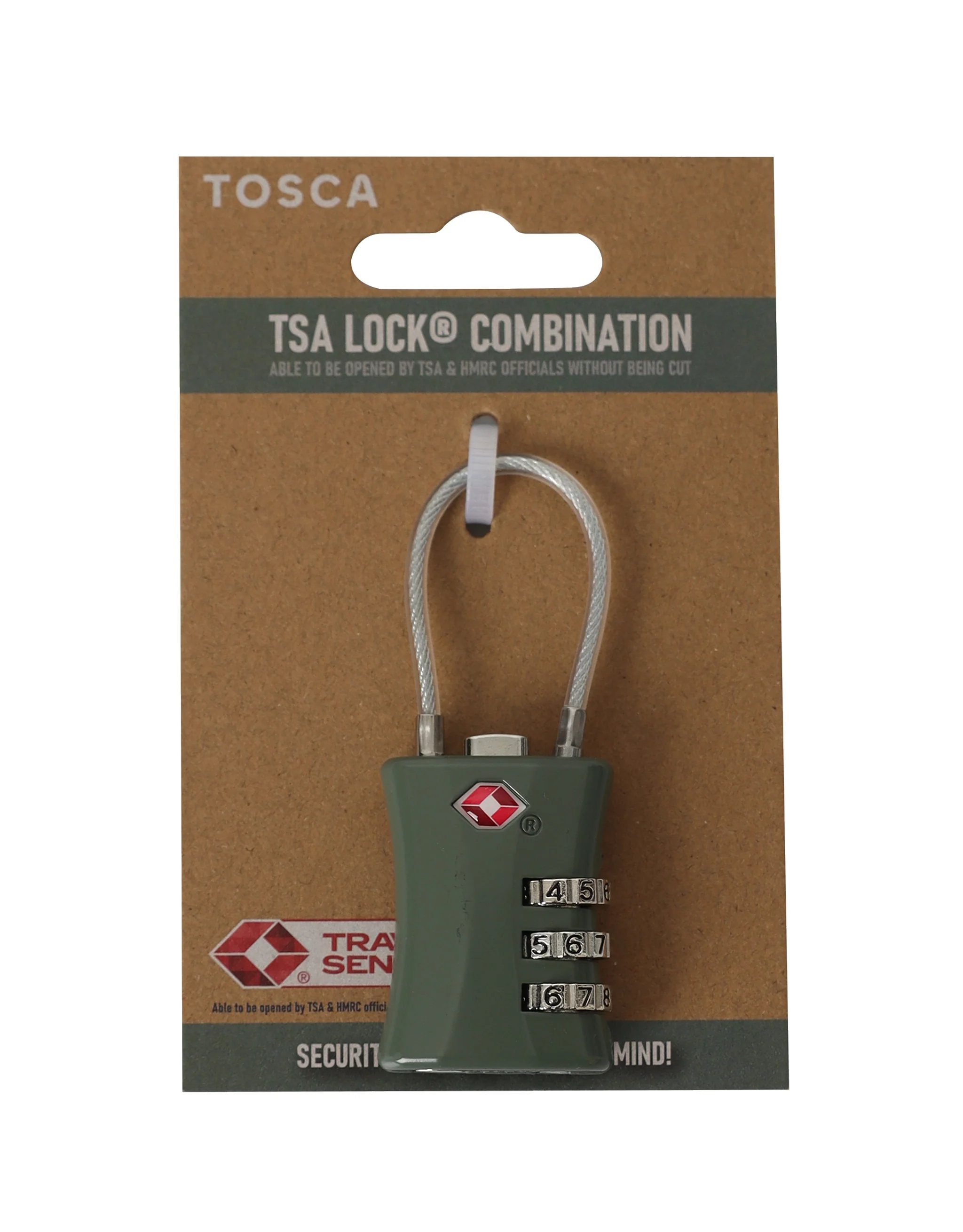 TSA Combination Lock With Cables - Moss - Image 3