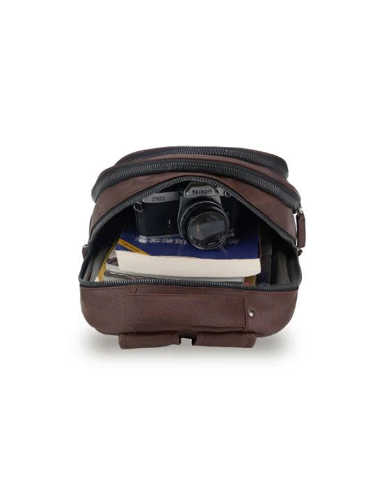 Vegan Leather Backpack - Chocolate - Image 3