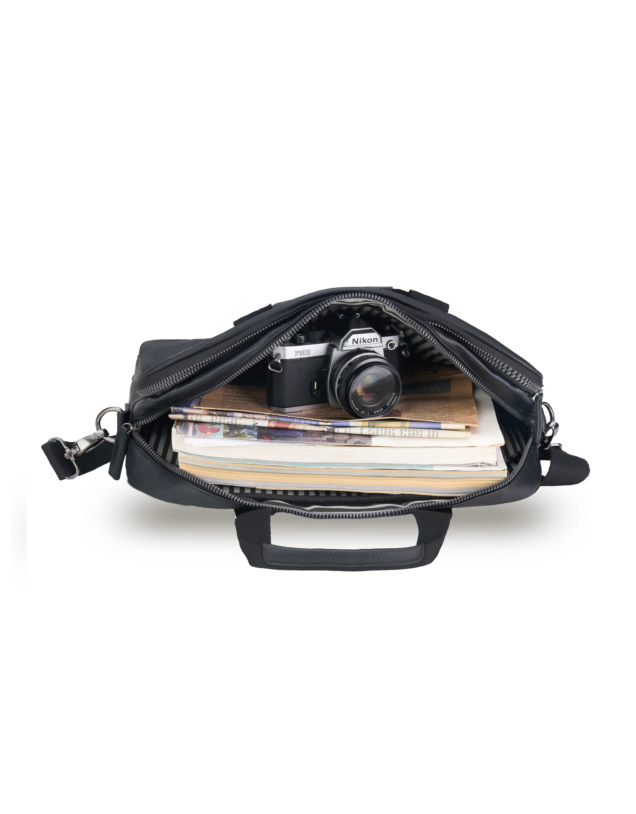 Vegan Leather Business Bag - Black - Image 3