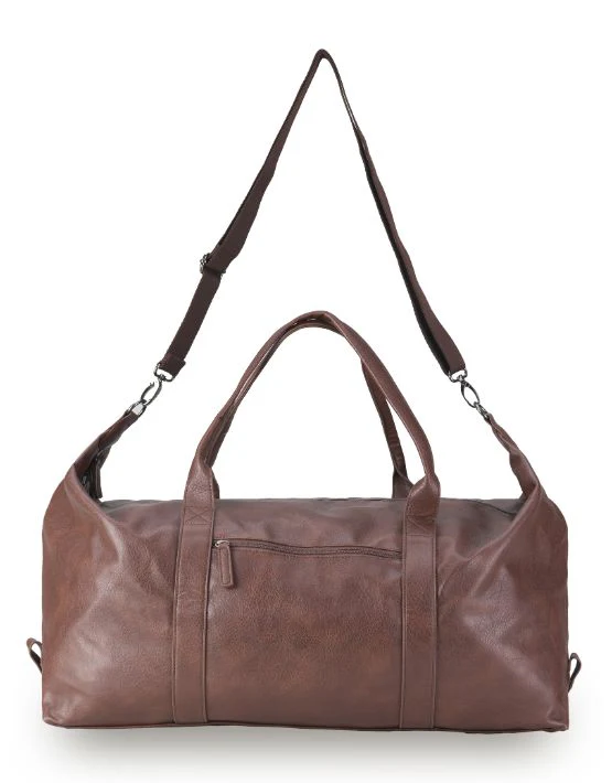 Vegan Leather Large Duffle Bag - Chocolate - Image 2