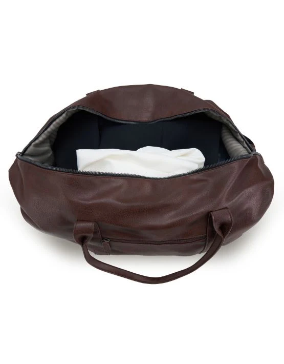Vegan Leather Large Duffle Bag - Chocolate - Image 3