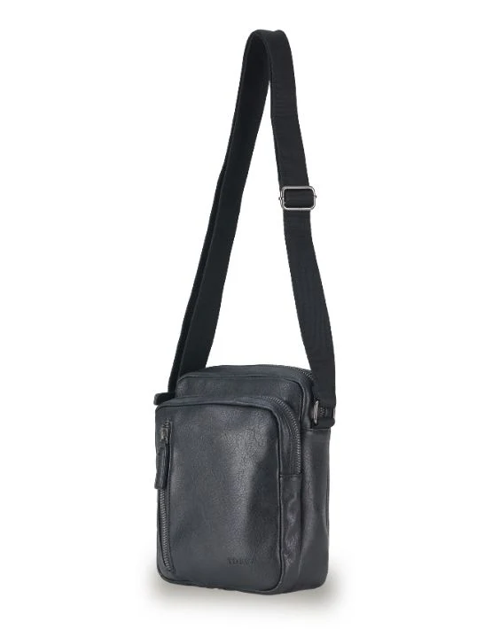 Vegan Leather Shoulder Bag - Black