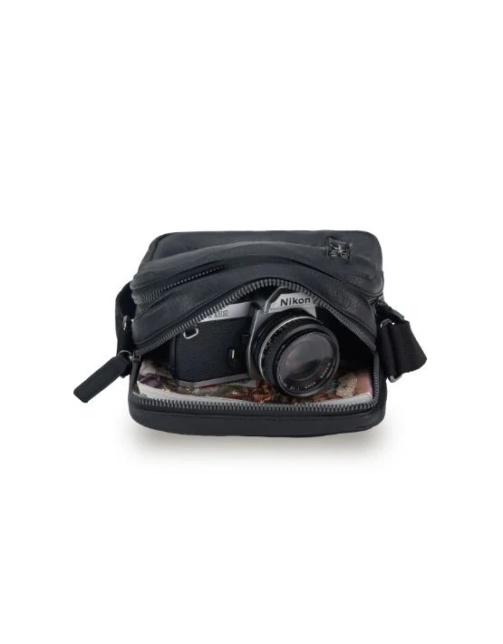 Vegan Leather Shoulder Bag - Black - Image 2