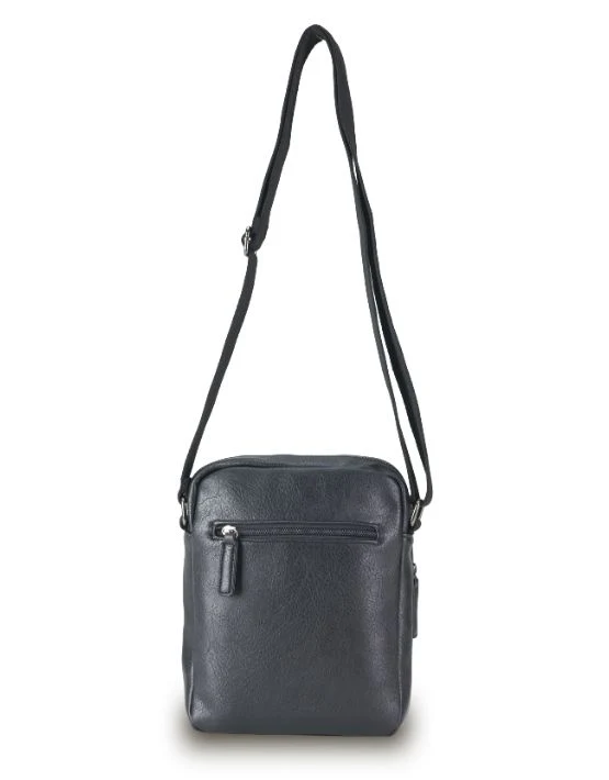 Vegan Leather Shoulder Bag - Black - Image 3