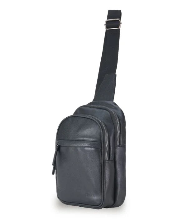 Vegan Leather Slinger Bag - Black