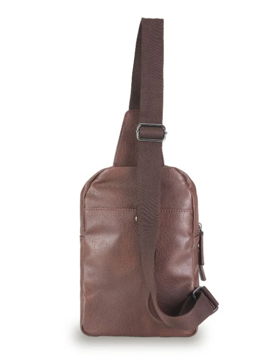 Vegan Leather Slinger Bag - Chocolate - Image 2