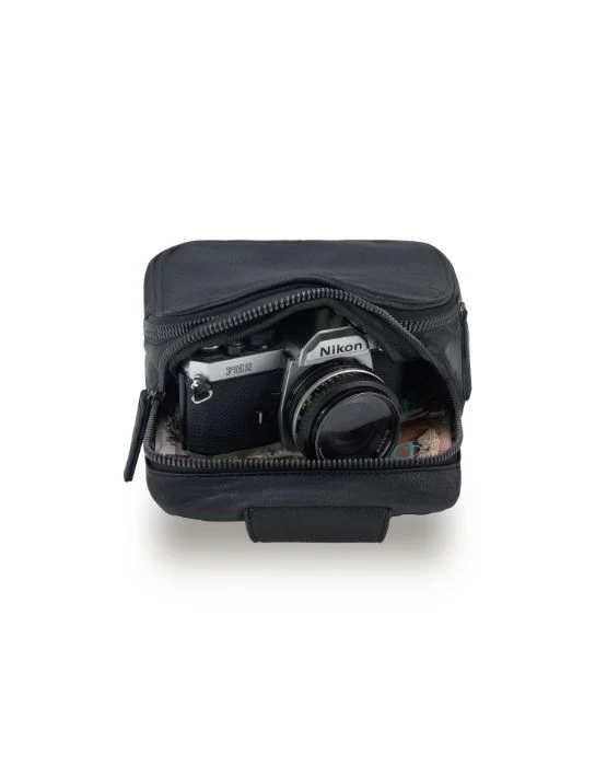 Vegan Leather Small Shoulder Bag - Black - Image 3