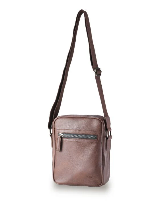 Vegan Leather Small Shoulder Bag - Chocolate