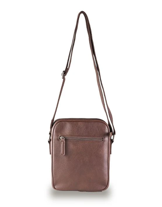 Vegan Leather Small Shoulder Bag - Chocolate - Image 3