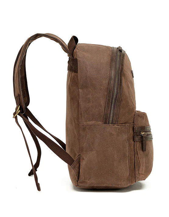Waxed Canvas Backpack - Brown - Image 3