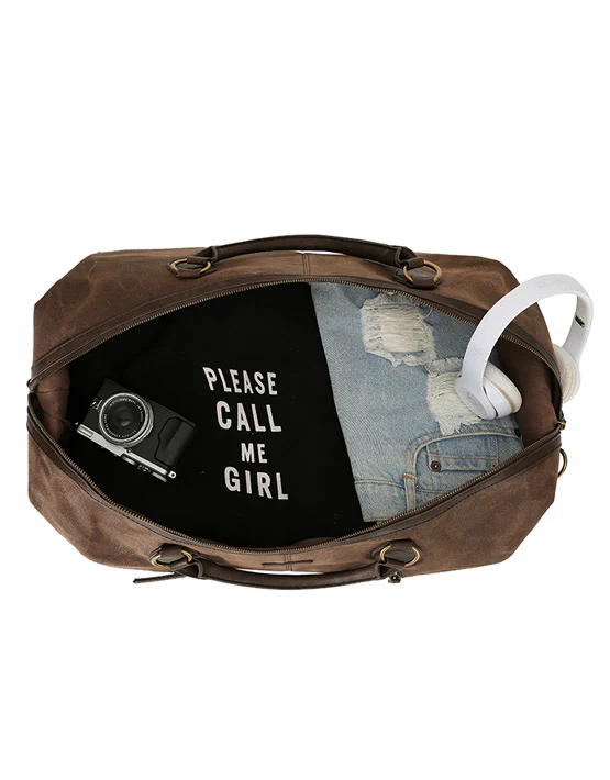 Waxed Canvas Duffle Bag - Brown - Image 2