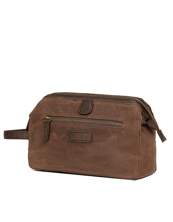 Waxed Canvas Wash Bag - Brown