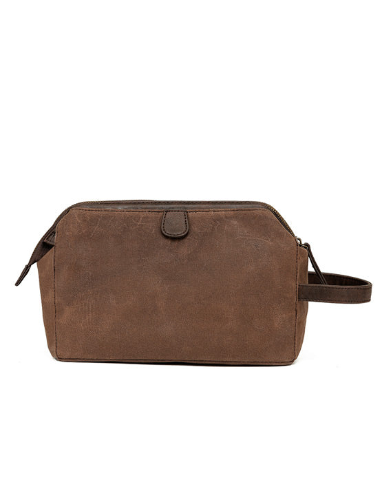 Waxed Canvas Wash Bag - Brown - Image 2
