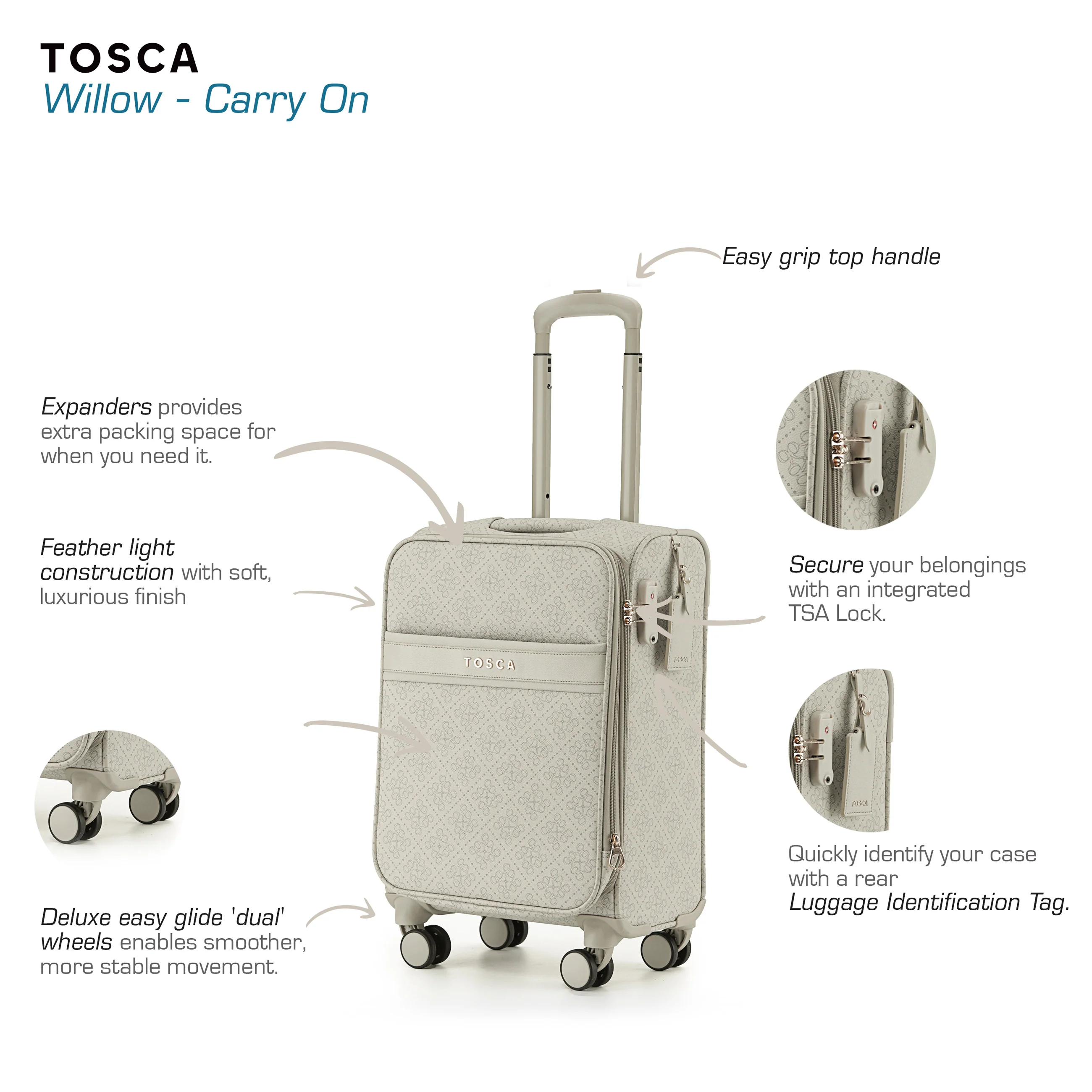 Willow 55cm Small PU Case Carry On - Vanilla - Image 4