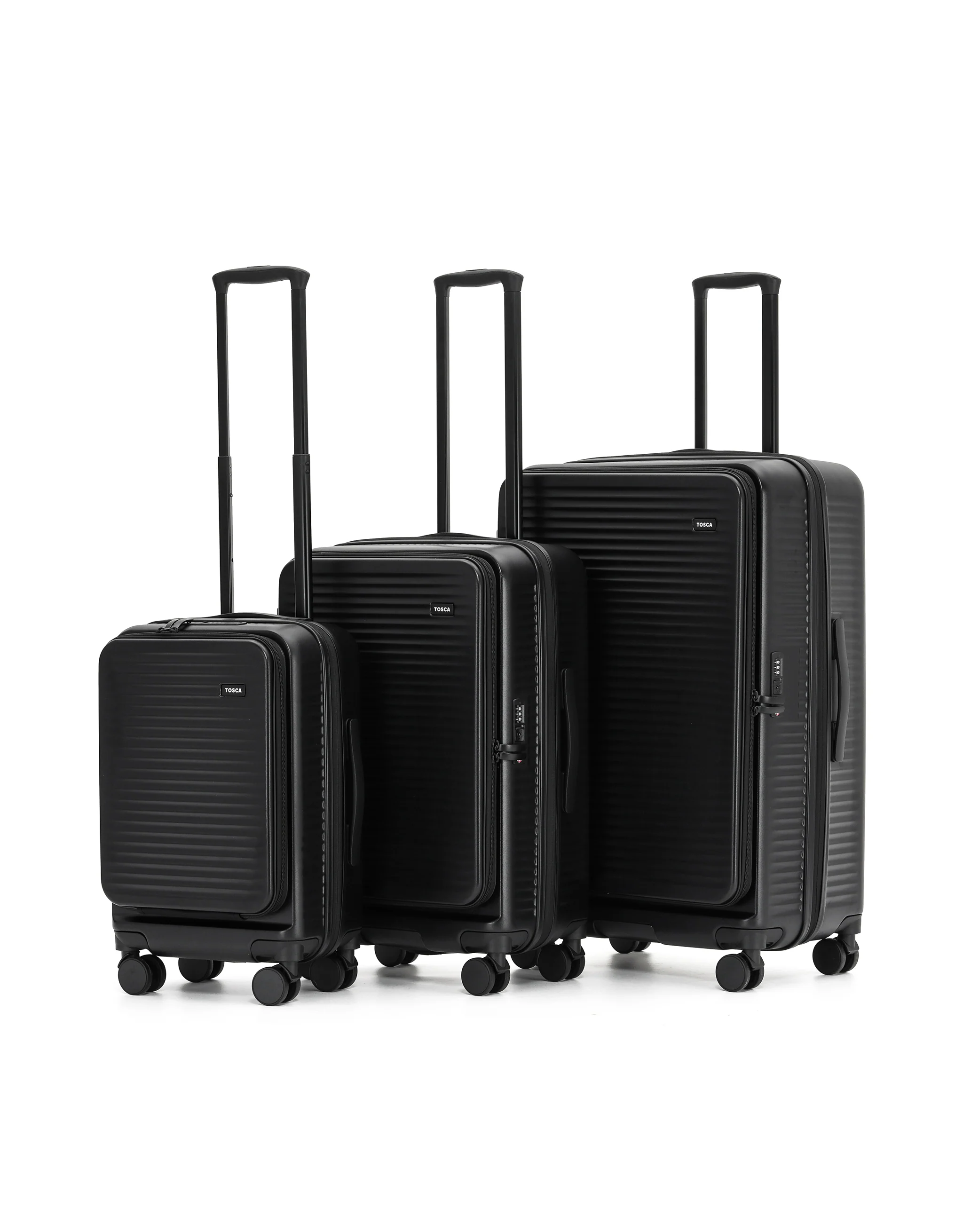 Zen Front Opening Hard Suitcase 3 Piece Set - Black